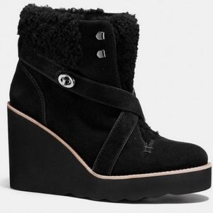 Coach Kenna wedge Heel  boots Black Size 9.5